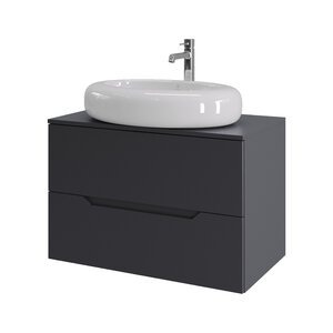 Изображение товара Тумба с раковиной Orange Line Li-80TugMDF+B08-640W, 80 см, подвесная, цвет графит матовый Soft Touch