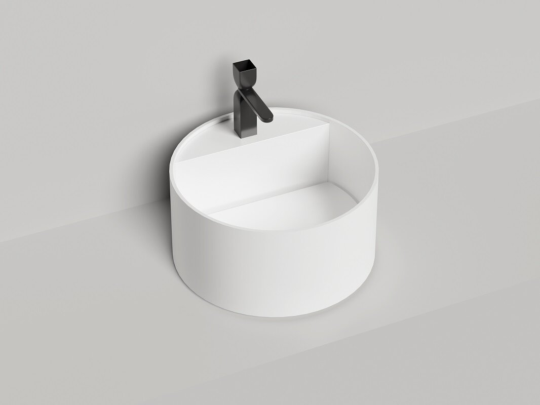 Изображение товара Раковина Salini Armonia Round Top 02, 130412TG, 45 см, из искусственного камня S-Sense, белый глянцевый
