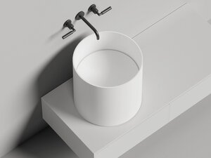 Изображение товара Раковина Salini Armonia Round 03, 130413G, 45 см, из искусственного камня S-Sense, белый глянцевый