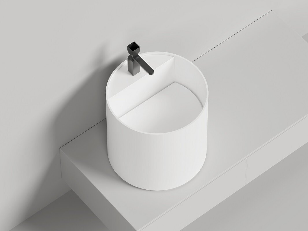 Изображение товара Раковина Salini Armonia Round Top 03 из искусственного камня 45 см белый матовый