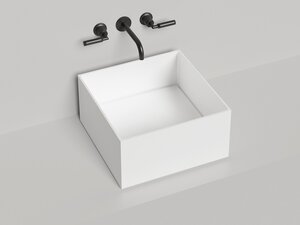 Изображение товара Раковина Salini Armonia Square 02, 130512G, 45 см, из искусственного камня S-Sense, белый глянцевый