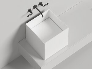 Изображение товара Раковина Salini Armonia Square 03, 130513G, 45 см, из искусственного камня S-Sense, белый глянцевый