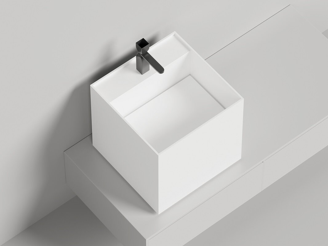 Изображение товара Раковина Salini Armonia Square Top 03 из искусственного камня 45 см белая