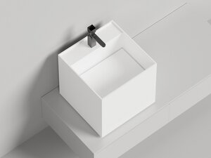 Изображение товара Раковина Salini Armonia Square Top 03, 130513TG, 45 см, из искусственного камня S-Sense, белый глянцевый