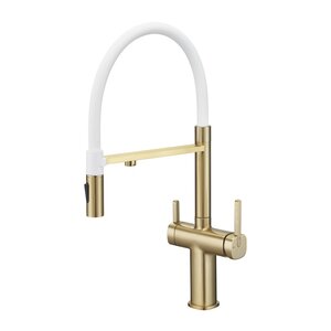Изображение товара Смеситель для кухонной мойки Rose R358G с фильтром, золотой сатин