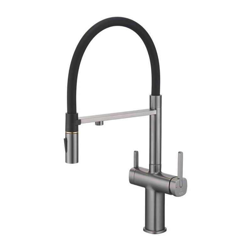 Изображение товара Смеситель для кухонной мойки Rose R358T с подключением к фильтру, воронёная сталь gunmetal