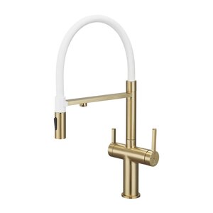 Изображение товара Смеситель для кухонной мойки Rose R458G, с подключением к фильтру, золотой сатин