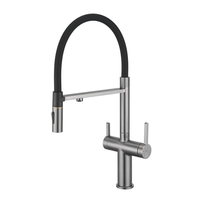 Изображение товара Смеситель Rose R458T для кухонной мойки с подключением фильтра, gunmetal