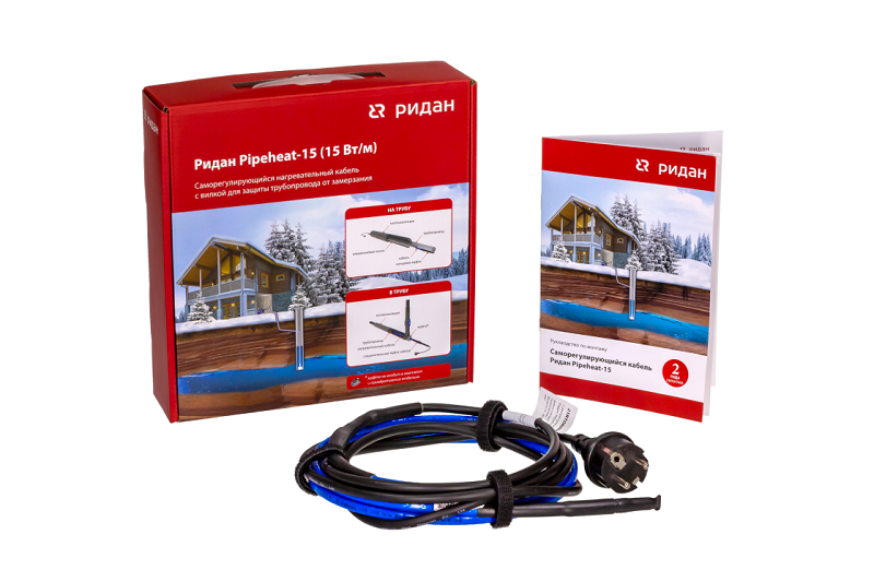 Изображение товара Греющий кабель Ридан Pipeheat-15 25 м для труб с вилкой IP67