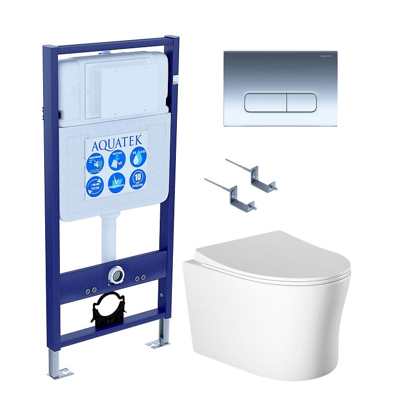 Изображение товара Инсталляция Aquatek Standart SET AQUATEK НИКА-016 4в1 с безободковым унитазом и крышкой микролифт