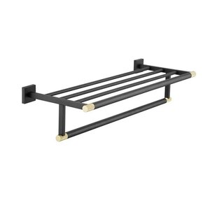 Изображение товара Полка для полотенец Rose RG3008H 60 см с полотенцедержателем черный золото