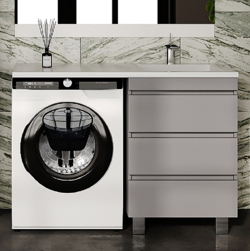 Изображение товара Тумба под раковину Style Line Даллас Леон 120, СС-00002449, 58 см, 3 ящика, напольная, Люкс Plus, серая