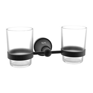 Изображение товара Двойной держатель для щёток Rose RG1922H, настенный, черный, латунь стекло