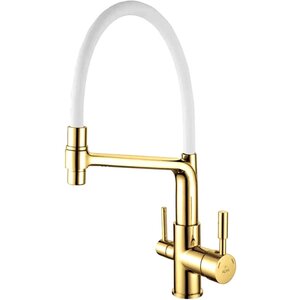 Изображение товара Современный смеситель для кухонной мойки Rose R658E с подключением к фильтру золото