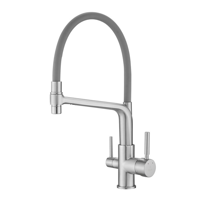 Изображение товара Rose R658L - смеситель кухонный с фильтром, сатиновый, 22, 8 см излив