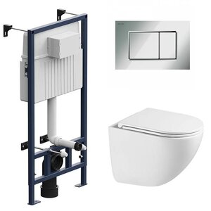 Изображение товара Инсталляция Am.Pm ProC I012707 с подвесным безободковым унитазом Vincea Bien VT1-51T, крышка микролифт, клавиша I070251 ProC S, хром глянцевый, комплект