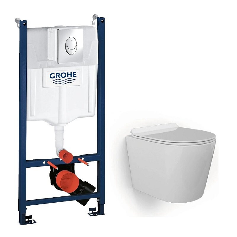 Изображение товара Инсталляция Grohe Rapid SL 38745001, унитаз белый BeWash Aldo BKWHR001480, сиденье микролифт, комплект GRH745001480 Изображение товара Инсталляция Grohe Rapid SL 38745001, унитаз белый BeWash Aldo BKWHR001480, сиденье микролифт, комплект GRH745001480