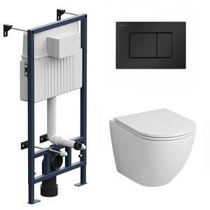 Изображение товара Инсталляция Am.Pm ProC с подвесным безободковым унитазом Grossman GR-4455S, черный матовый, комплек