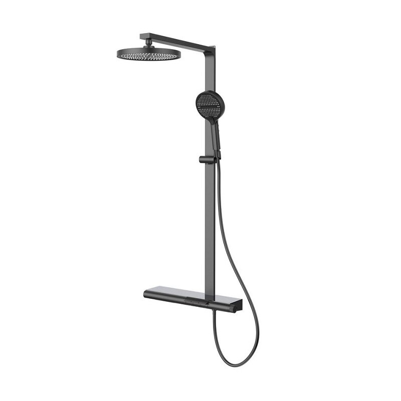 Изображение товара Душевая система Vincea Aspire VSFS-4AS1GM с каскадным изливом и ручным душем, цвет gunmetal