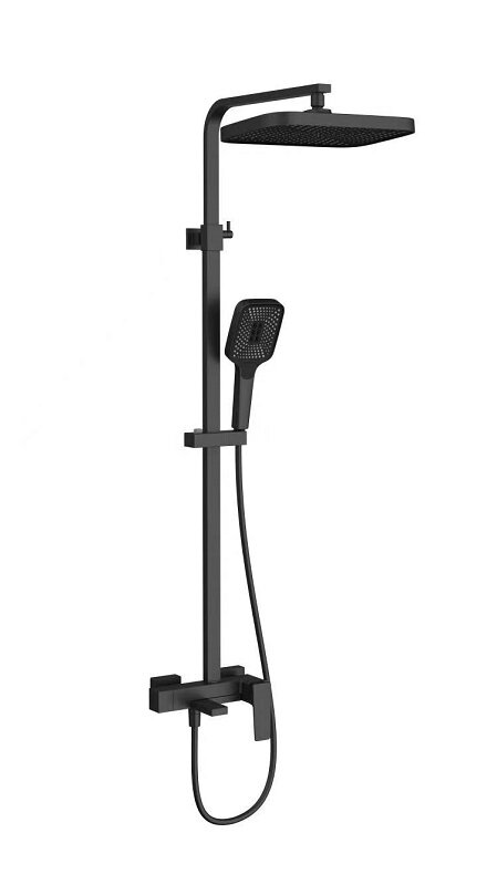 Изображение товара Душевая система Vincea Cube VSFS-4C12MB с поворотным изливом и матовым черным цветом