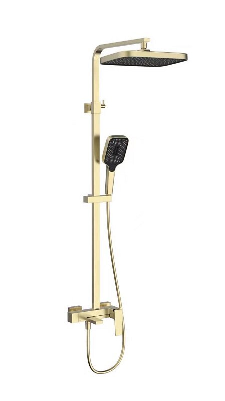 Изображение товара Душевая система Vincea Cube VSFS-4C12BG с поворотным изливом и брашированным золотом