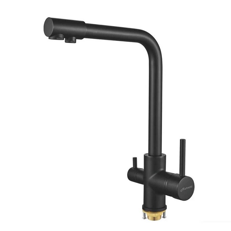 Изображение товара Смеситель для кухонной мойки Maretti Project Black PB31RZF12, с подключением к фильтру, черный матовый