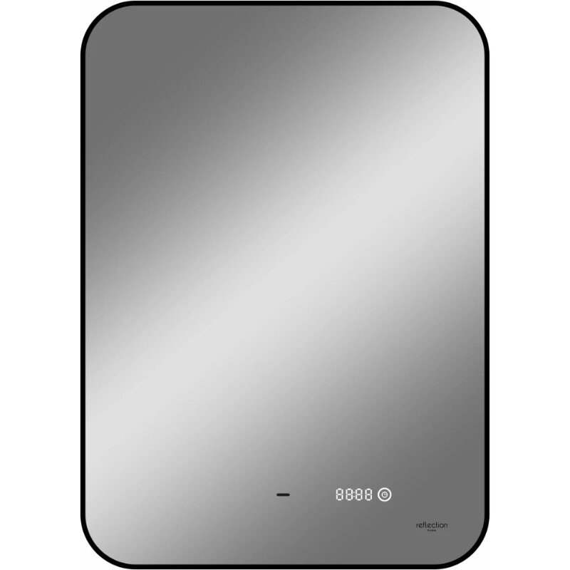 Изображение товара Зеркало Reflexion Black View RF4001BV, 50 x 70 см, с LED-подсветкой, инфракрасный выключатель, часы, цвет черный
