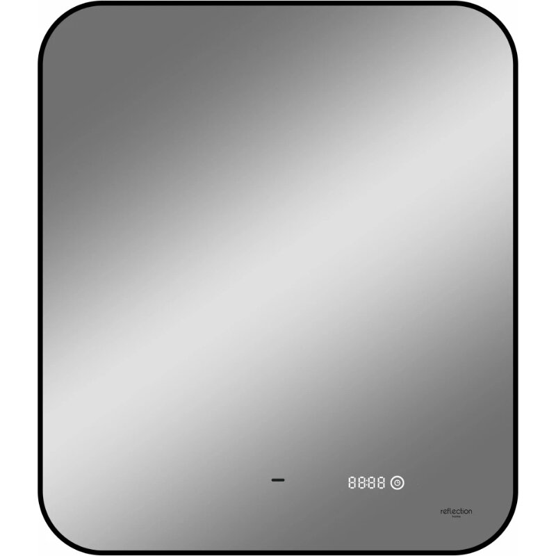 Изображение товара Зеркало Reflexion Black View RF4002BV, 60 x 70 см, с LED-подсветкой, инфракрасный выключатель, часы, цвет черный
