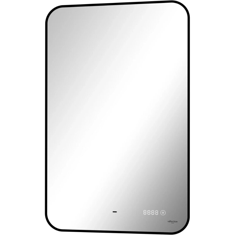 Изображение товара Зеркало Reflexion Black View RF4003BV, 60 x 100 см, с LED-подсветкой, инфракрасный выключатель, часы, цвет черный