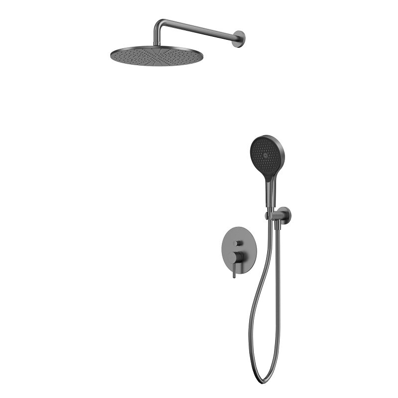 Изображение товара Душевая система Whitecross Y Gunmetal вороненая сталь, скрытый монтаж, 3 режима