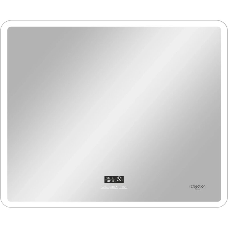 Изображение товара Зеркало Reflexion Party RF4716PT с LED-подсветкой и часами 80x70 см белое