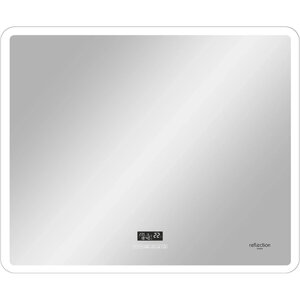 Изображение товара Зеркало Reflexion Party RF4716PT с LED-подсветкой и часами 80x70 см белое