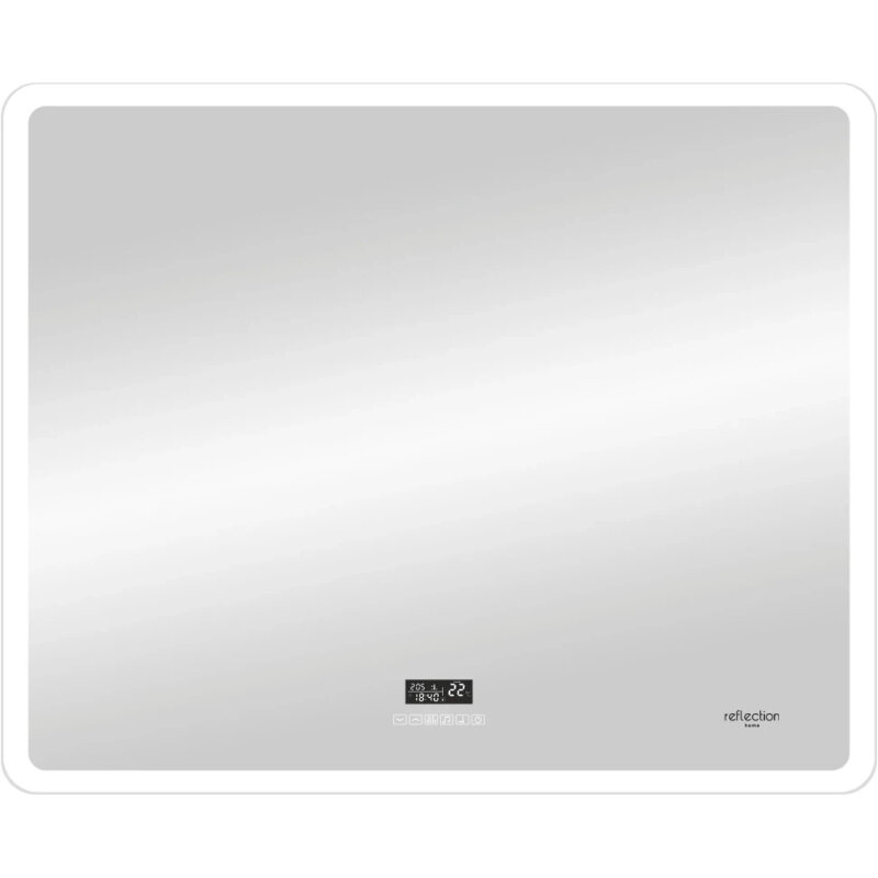 Изображение товара Зеркало Reflexion Party RF4717PT, 90 x 70 см, с LED-подсветкой, сенсорный выключатель, часы, цвет белый