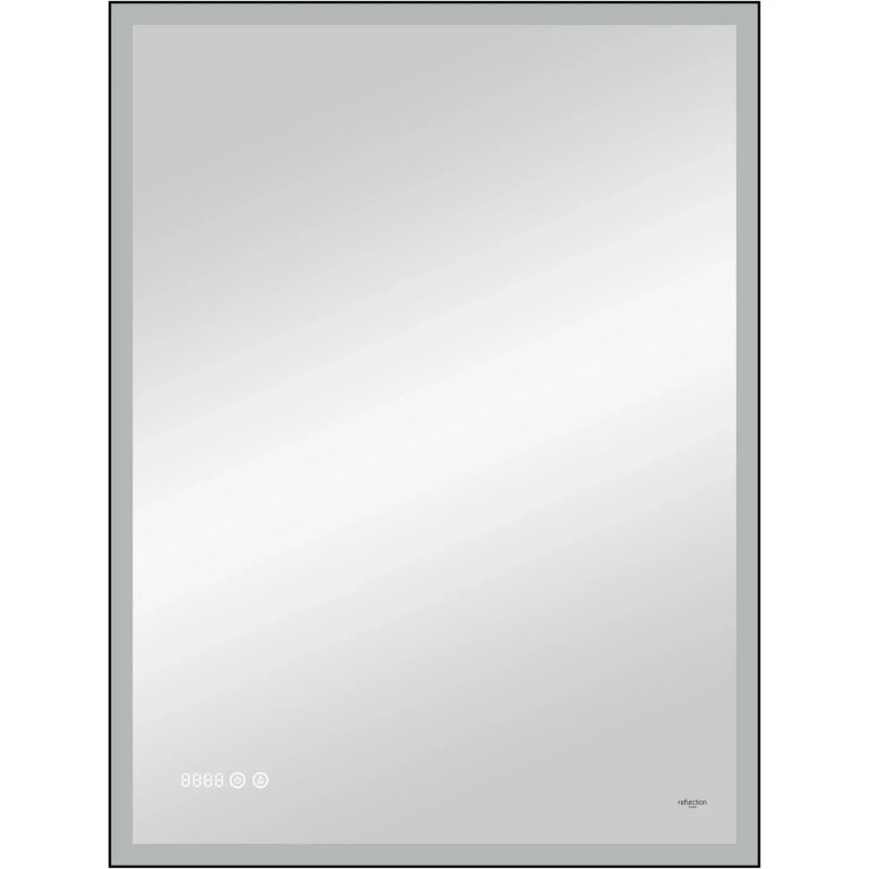 Изображение товара Зеркало Reflexion Ghost RF5223GH, 60 x 80 см, с LED-подсветкой, сенсорный выключатель, часы, цвет черный
