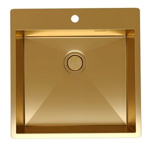 Изображение товара Мойка кухонная Reflexion Iseo RX2250GD, 50 см, нержавеющая сталь, PVD-покрытие золото брашированное