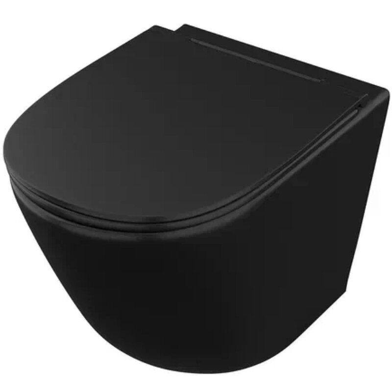 Изображение товара Подвесной унитаз OWL VindCirkel-H Matt Black OWLT190305, безободковый, сиденье с микролифтом, черный матовый