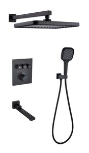 Изображение товара Душевая система ALMAes Como TVZ-8804, термостатическая, с поворотным изливом, цвет черный матовый