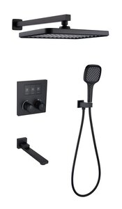 Изображение товара Душевая система ALMAes Nemi TVZ-8811, термостатическая, с поворотным изливом, цвет черный матовый