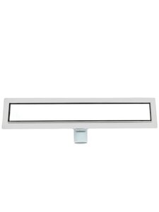 Изображение товара Дренажный канал ALMAes Laguna LG60WH, 60 см, решетка под плитку, нержавеющая сталь, белое стекло