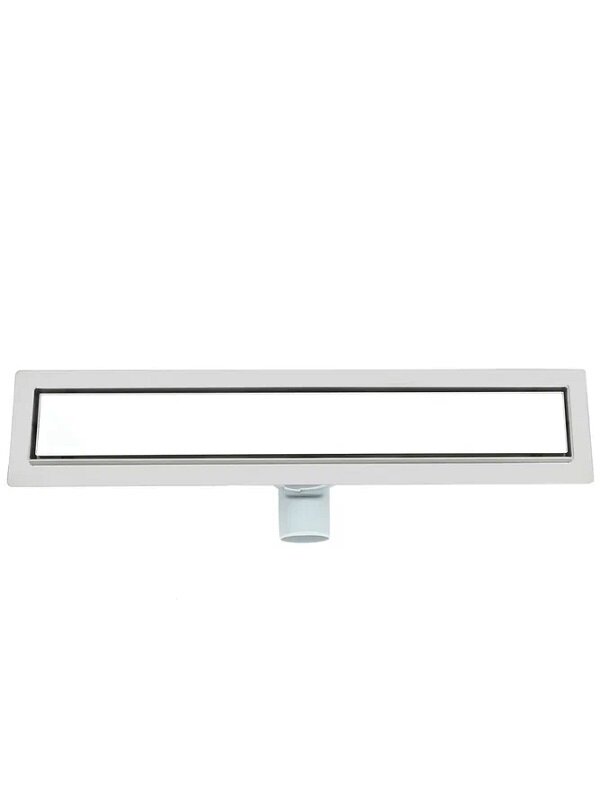 Изображение товара Дренажный канал ALMAes Laguna 70 см LG70WH с решеткой под плитку нержавеющая сталь стекло