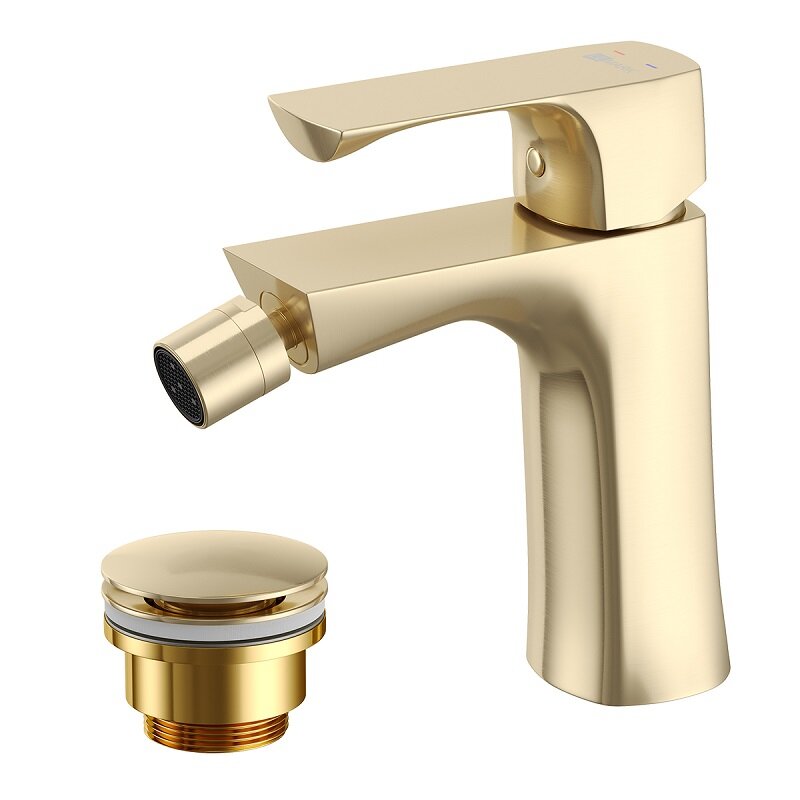 Изображение товара Смеситель для биде Lemark Ursus LM7208BG с донным клапаном и золотой отделкой