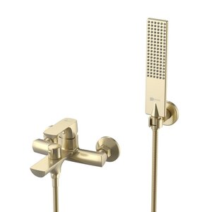 Изображение товара Смеситель для ванны и душа Lemark Ursus LM7214BG, с душевым гарнитуром, золото брашированное