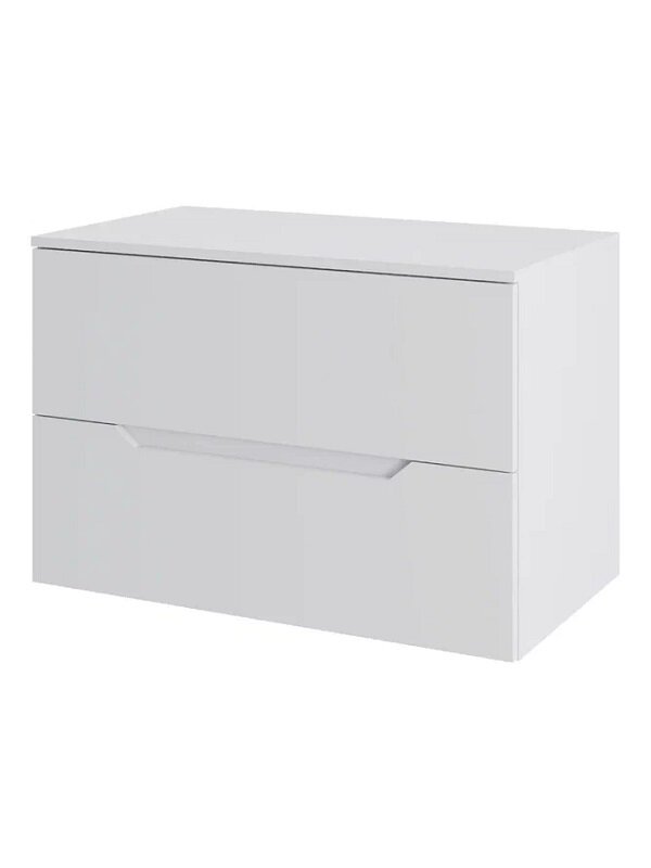 Изображение товара Тумба под раковину Orange Line 80 см с двумя ящиками подвесная белая матовая