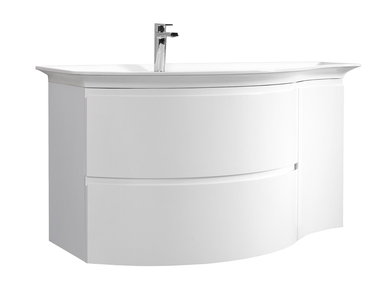 Изображение товара Тумба под раковину Belux Версаль НП 111-02, 4810924264152/4810924264145, 110 см, подвесная, белый глянцевый, левый/правый