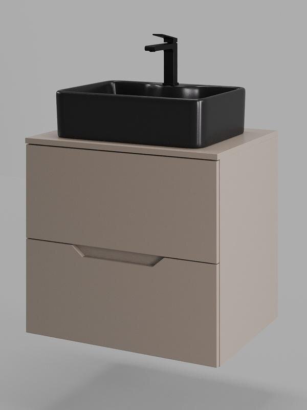 Изображение товара Тумба с раковиной Orange Line Li-60TuLMDF+B01-475MB 60 см подвесная латте матовый Soft Touch