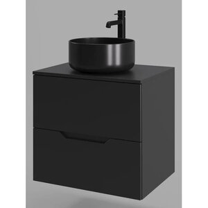 Изображение товара Тумба с раковиной Orange Line Li-60TubMDF+B01-475MB, 60 см, подвесная, цвет черный матовый Soft Touch