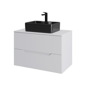 Изображение товара Тумба с раковиной Orange Line Li-80TuwMDF+B01-475MB, 80 см, подвесная, цвет белый матовый Soft Touch