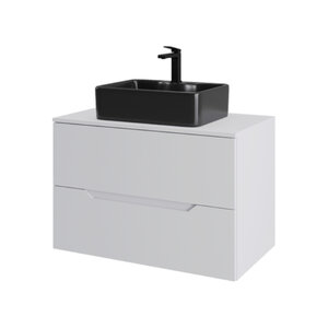 Изображение товара Тумба с раковиной Orange Line Li-80TuwMDF+B01-475MB, 80 см, подвесная, цвет белый матовый Soft Touch