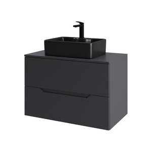 Изображение товара Тумба с раковиной Orange Line Li-80TugMDF+B01-475MB, 80 см, подвесная, цвет графит матовый Soft Touch