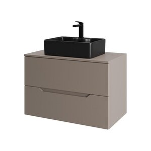 Изображение товара Тумба с раковиной Orange Line Li-80TuLMDF+B01-475MB, 80 см, подвесная, цвет латте матовый Soft Touch